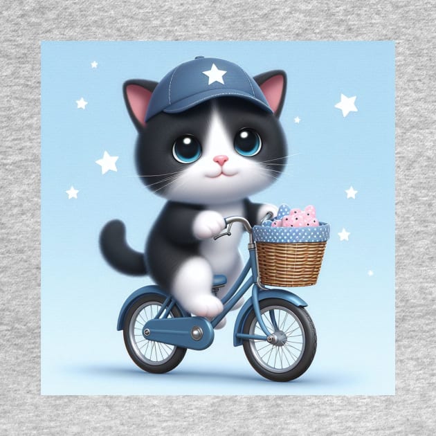 Cute cat on a bike by grazkaa